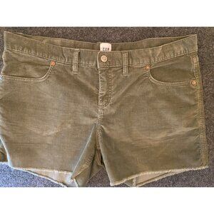 GAP 3.5" Corduroy Shorts Women 14 Moss Soft Stretch Casual‎ Outdoor Raw Edge Hem